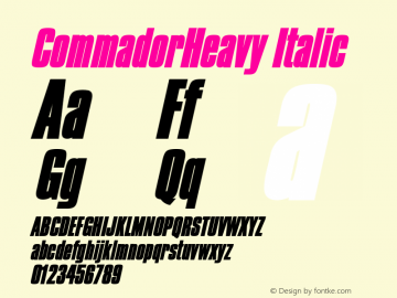 CommadorHeavy Italic Altsys Fontographer 4.1 5/27/96图片样张