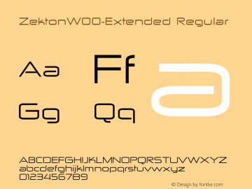 ZektonW00-Extended Regular Version 4.00 Font Sample