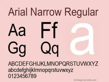 Arial Narrow Regular Version 2.35 Font Sample