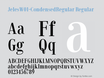 JelesW01-CondensedRegular Regular Version 1.10 Font Sample