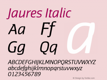 Jaures Italic Version 1.000 Font Sample