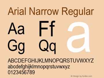 Arial Narrow Regular Version 1.50 Font Sample