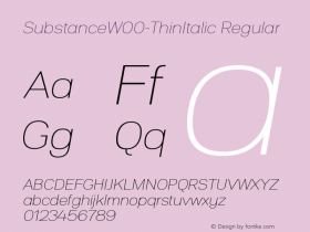 SubstanceW00-ThinItalic Regular Version 1.20 Font Sample