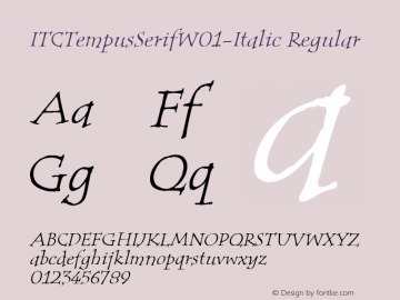 ITCTempusSerifW01-Italic Regular Version 1.00 Font Sample