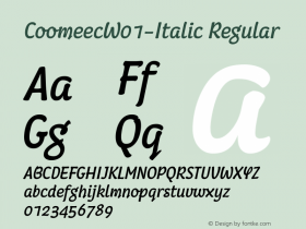 CoomeecW01-Italic Regular Version 1.00 Font Sample