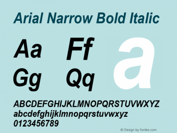 Arial Narrow Bold Italic Version 2.37 Font Sample