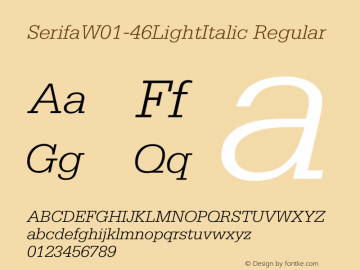 SerifaW01-46LightItalic Regular Version 1.02图片样张