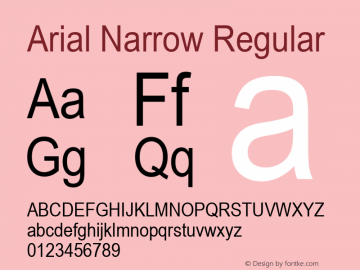Arial Narrow Regular Version 2.38.1x Font Sample