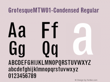 GrotesqueMTW01-Condensed Regular Version 2.03 Font Sample