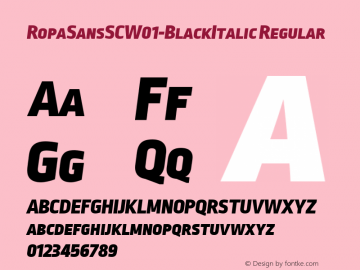 RopaSansSCW01-BlackItalic Regular Version 1.10图片样张
