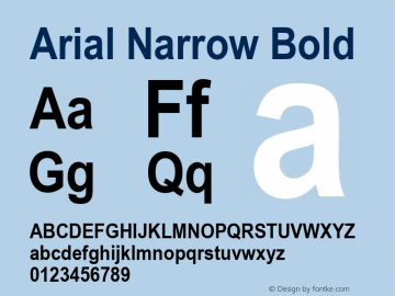 Arial Narrow Bold Version 2.0 - June 6, 1995 Font Sample