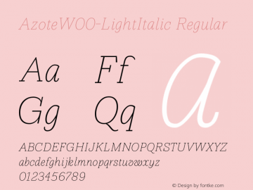 AzoteW00-LightItalic Regular Version 1.00 Font Sample