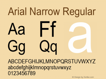 Arial Narrow Regular Version 1.15 Font Sample