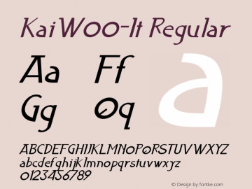 KaiW00-It Regular Version 1.00 Font Sample
