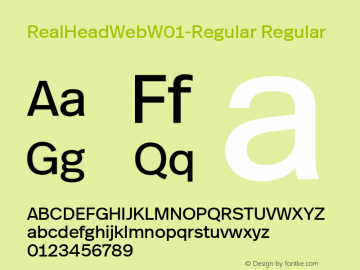 RealHeadWebW01-Regular Regular Version 7.504 Font Sample