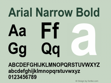 Arial Narrow Bold Version 2.40 Font Sample