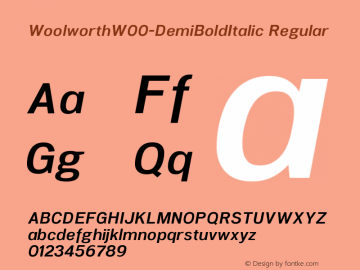 WoolworthW00-DemiBoldItalic Regular Version 1.00 Font Sample