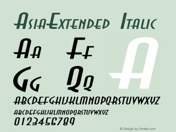 AsiaExtended Italic Altsys Fontographer 4.1 5/28/96图片样张