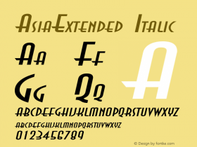 AsiaExtended Italic Altsys Fontographer 4.1 5/28/96 Font Sample