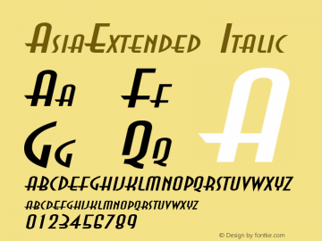 AsiaExtended Italic Altsys Fontographer 4.1 5/28/96图片样张