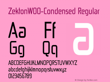 ZektonW00-Condensed Regular Version 4.00 Font Sample