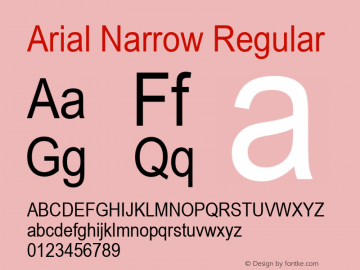 Arial Narrow Regular Version 2.40 Font Sample