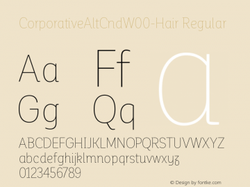 CorporativeAltCndW00-Hair Regular Version 1.00 Font Sample
