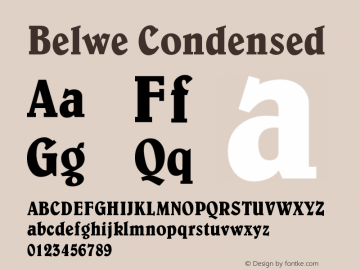 Belwe Condensed Version 001.002 Font Sample