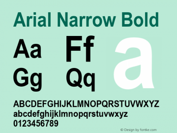 Arial Narrow Bold Version 1.10 Font Sample