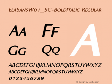 ElaSansW01_SC-BoldItalic Regular Version 1.00 Font Sample