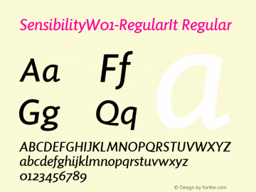 SensibilityW01-RegularIt Regular Version 1.00 Font Sample