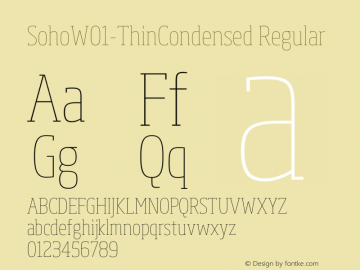 SohoW01-ThinCondensed Regular Version 1.02 Font Sample