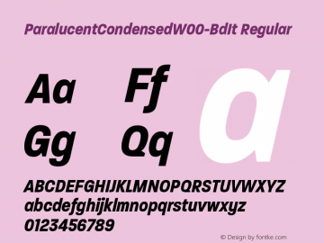 ParalucentCondensedW00-BdIt Regular Version 2.00 Font Sample