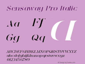 Sensaway Pro Italic Version 1.000 Font Sample