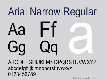 Arial Narrow Regular Version 2.37a Font Sample