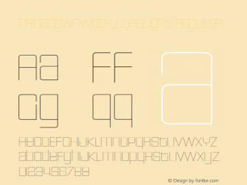 PricedownW00-UltraLight Regular Version 5.00 Font Sample