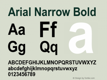 Arial Narrow Bold Version 2.37a Font Sample