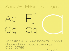 ZonaW01-Hairline Regular Version 1.50 Font Sample