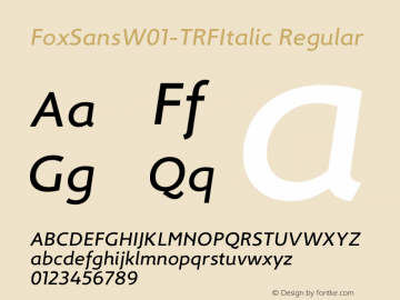 FoxSansW01-TRFItalic Regular Version 1.00 Font Sample