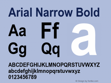 Arial Narrow Bold Version 2.01 Font Sample