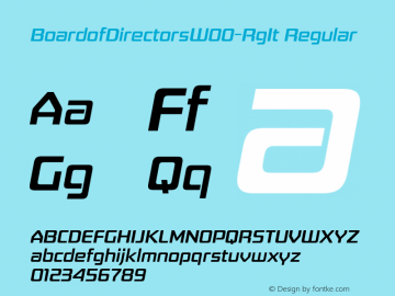 BoardofDirectorsW00-RgIt Regular Version 1.00 Font Sample