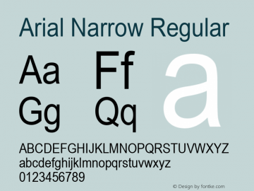 Arial Narrow Regular Version 2.01 Font Sample