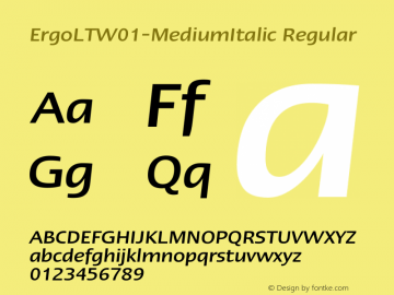 ErgoLTW01-MediumItalic Regular Version 2.02 Font Sample