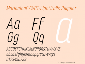 MarianinaFYW01-LightItalic Regular Version 1.00图片样张