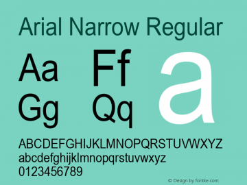 Arial Narrow Regular Version 2.20 Font Sample