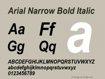 Arial Narrow Bold Italic Version 2.20图片样张