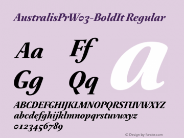 AustralisPrW03-BoldIt Regular Version 1.00 Font Sample