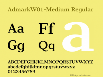 AdmarkW01-Medium Regular Version 1.00 Font Sample