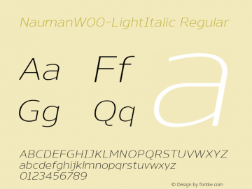 NaumanW00-LightItalic Regular Version 1.00 Font Sample