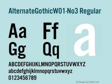 AlternateGothicW01-No3 Regular Version 1.01 Font Sample